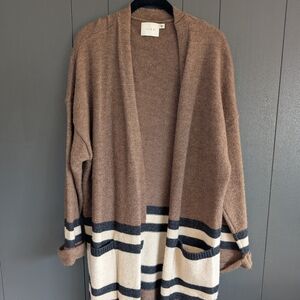 Women's Lush Long Brown Cardigan - Size L